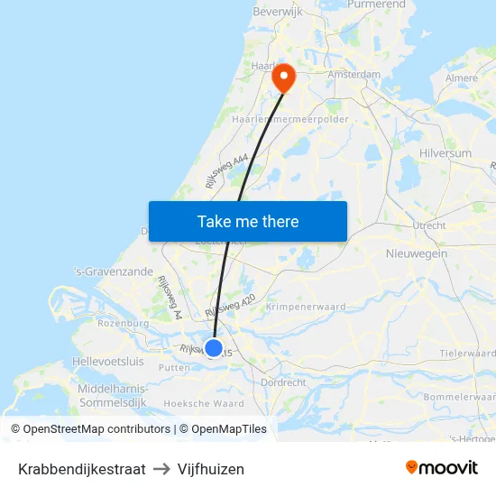 Krabbendijkestraat to Vijfhuizen map