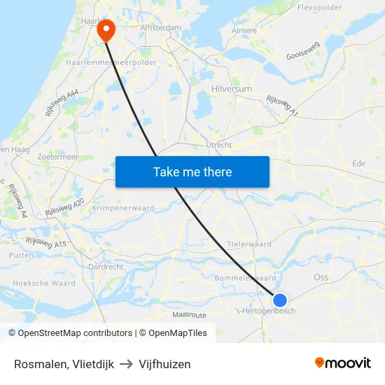 Rosmalen, Vlietdijk to Vijfhuizen map