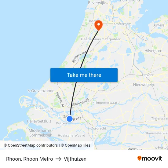 Rhoon, Rhoon Metro to Vijfhuizen map