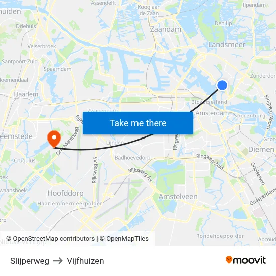 Slijperweg to Vijfhuizen map