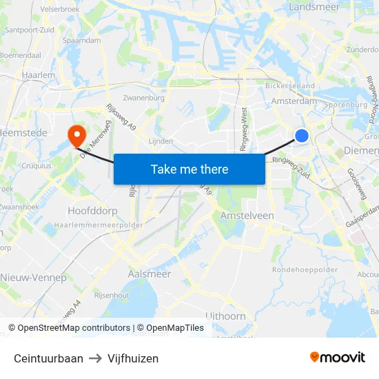 Ceintuurbaan to Vijfhuizen map