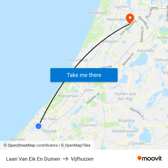Laan Van Eik En Duinen to Vijfhuizen map