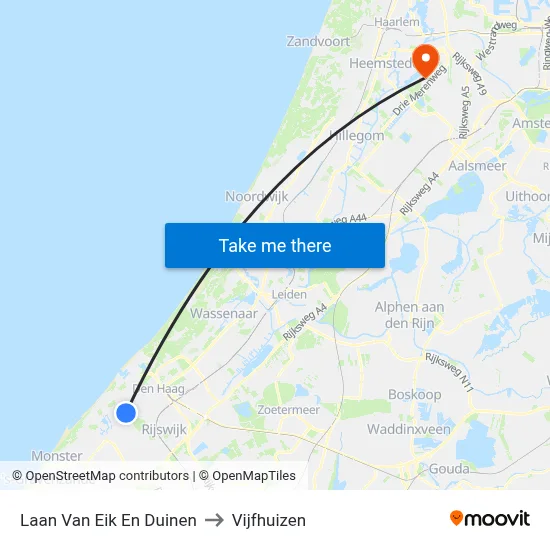Laan Van Eik En Duinen to Vijfhuizen map