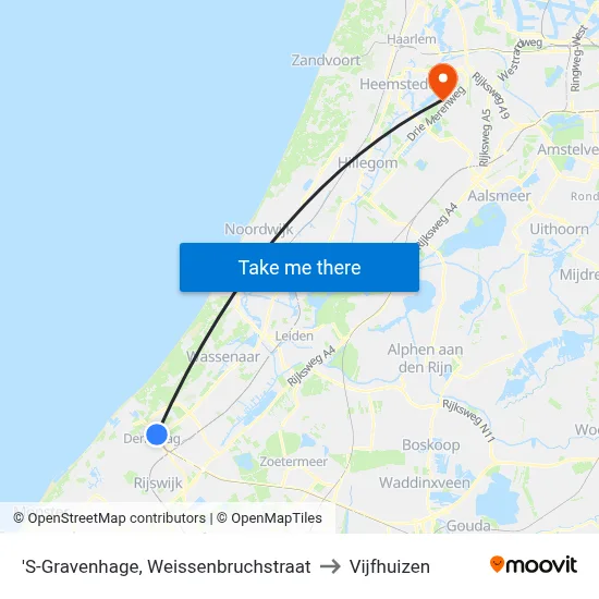 'S-Gravenhage, Weissenbruchstraat to Vijfhuizen map