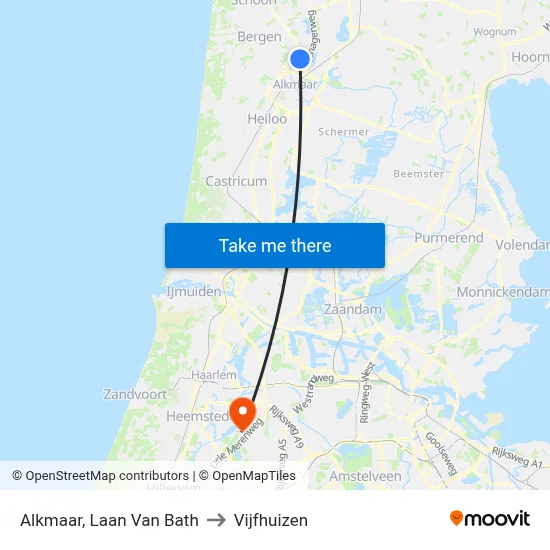 Alkmaar, Laan Van Bath to Vijfhuizen map