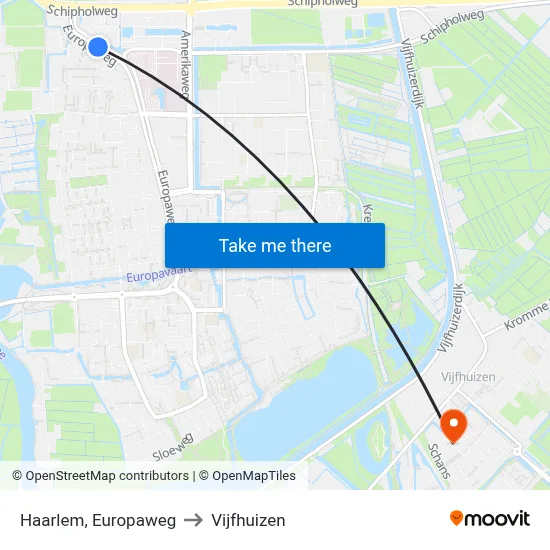 Haarlem, Europaweg to Vijfhuizen map