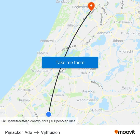 Pijnacker, Ade to Vijfhuizen map