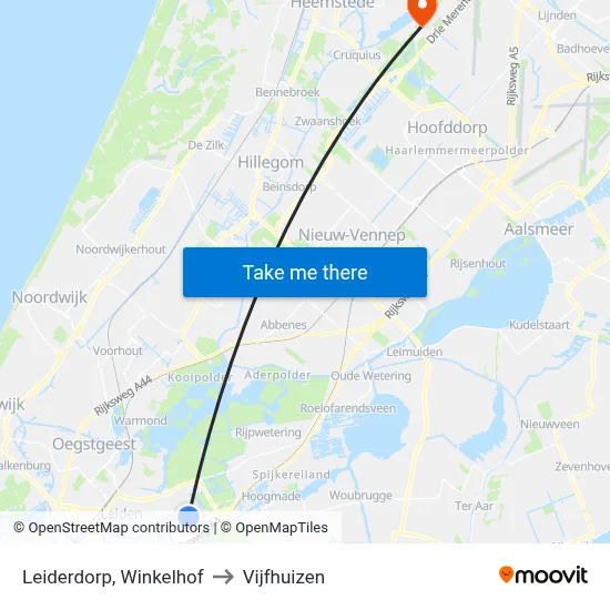 Leiderdorp, Winkelhof to Vijfhuizen map