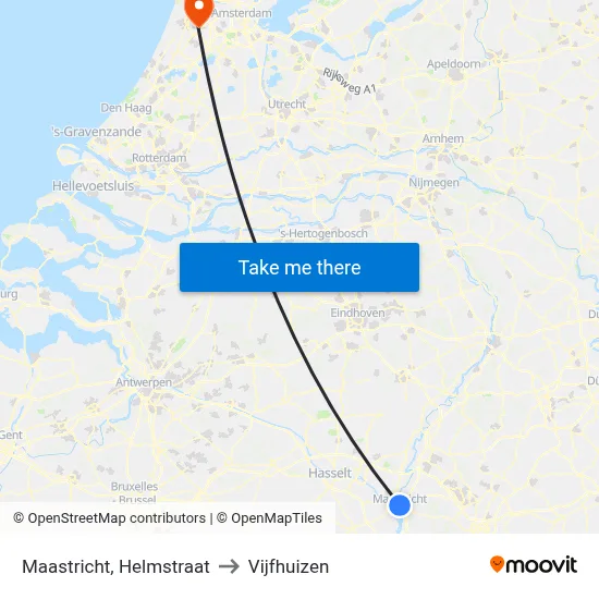 Maastricht, Helmstraat to Vijfhuizen map