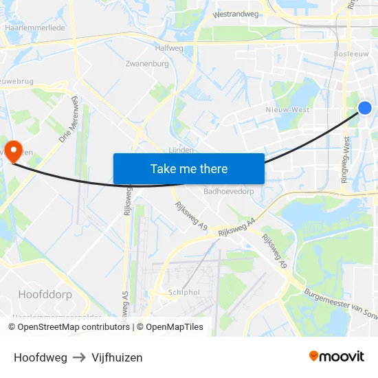 Hoofdweg to Vijfhuizen map