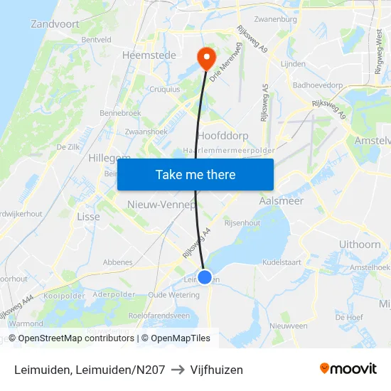 Leimuiden, Leimuiden/N207 to Vijfhuizen map