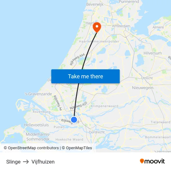 Slinge to Vijfhuizen map