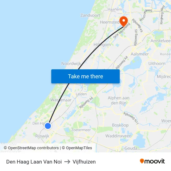 Den Haag Laan Van Noi to Vijfhuizen map
