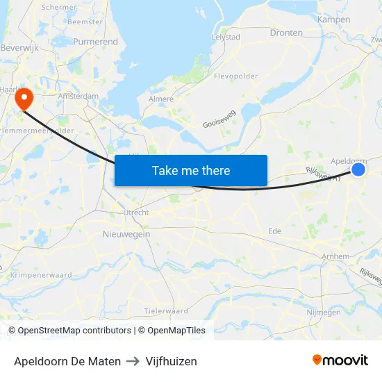 Apeldoorn De Maten to Vijfhuizen map