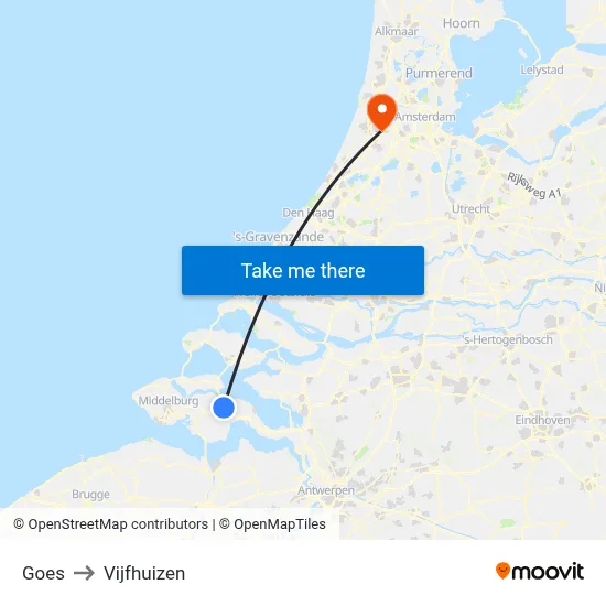 Goes to Vijfhuizen map