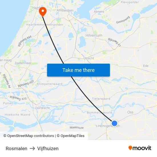 Rosmalen to Vijfhuizen map