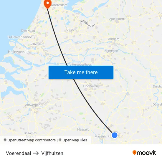 Voerendaal to Vijfhuizen map