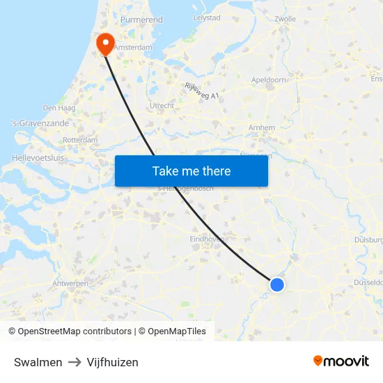 Swalmen to Vijfhuizen map