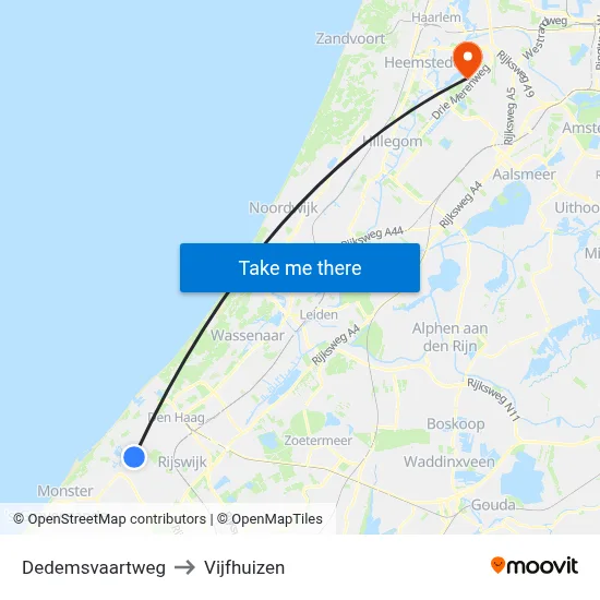 Dedemsvaartweg to Vijfhuizen map