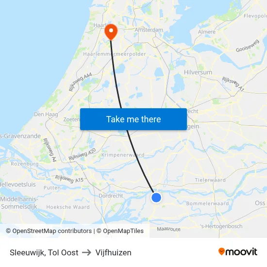 Sleeuwijk, Tol Oost to Vijfhuizen map