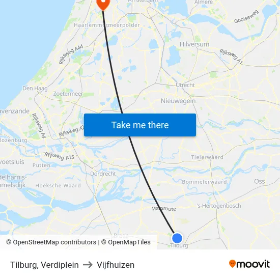 Tilburg, Verdiplein to Vijfhuizen map