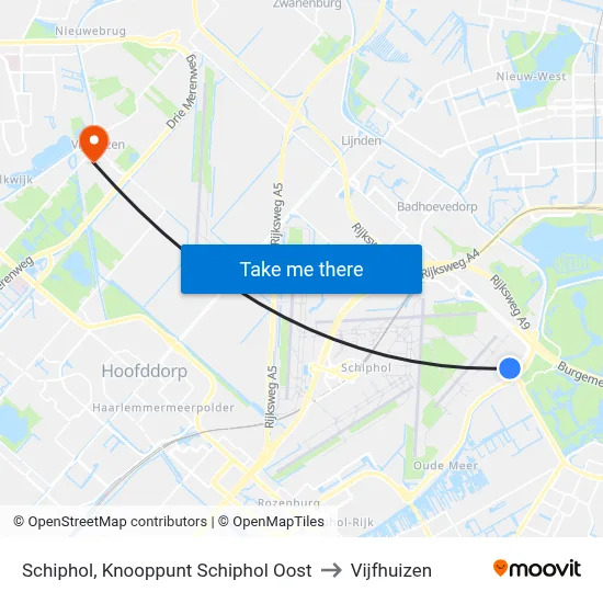 Schiphol, Knooppunt Schiphol Oost to Vijfhuizen map