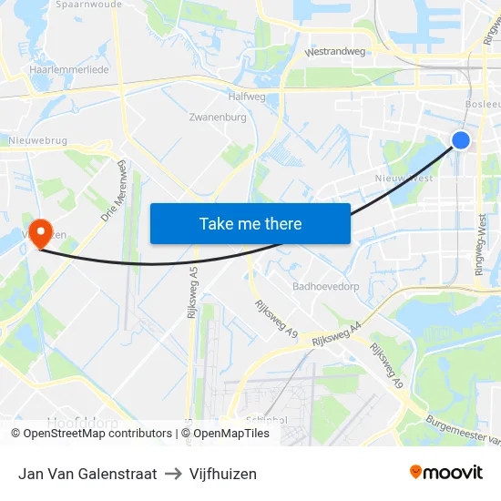 Jan Van Galenstraat to Vijfhuizen map