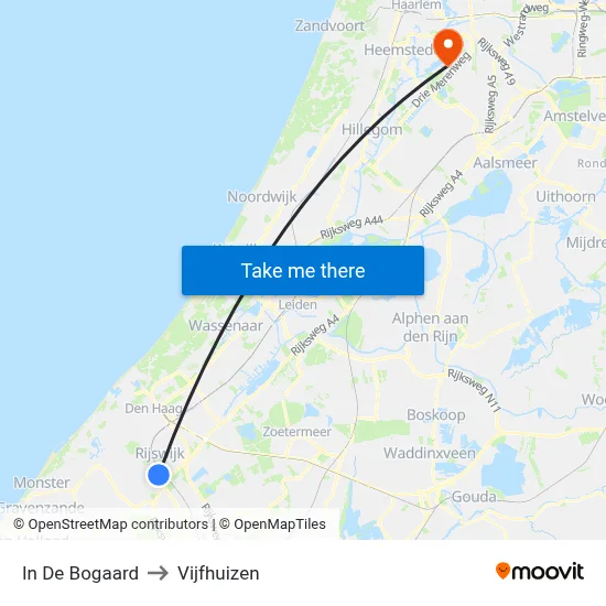 In De Bogaard to Vijfhuizen map