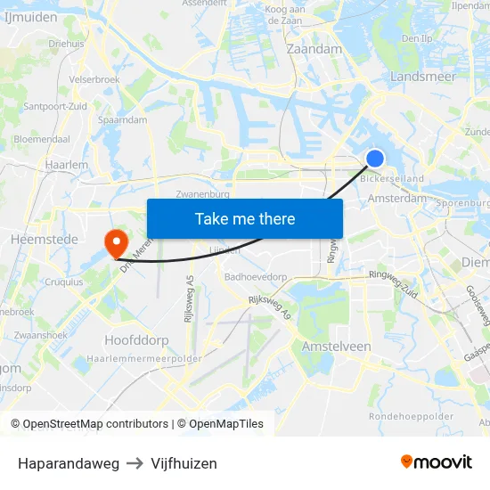 Haparandaweg to Vijfhuizen map