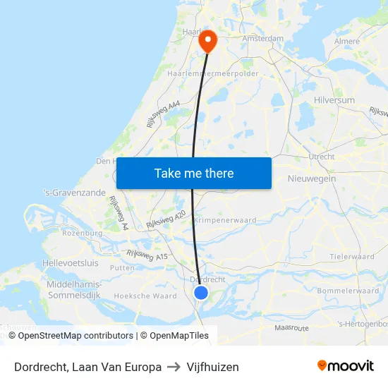 Dordrecht, Laan Van Europa to Vijfhuizen map