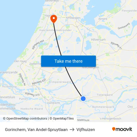 Gorinchem, Van Andel-Spruytlaan to Vijfhuizen map
