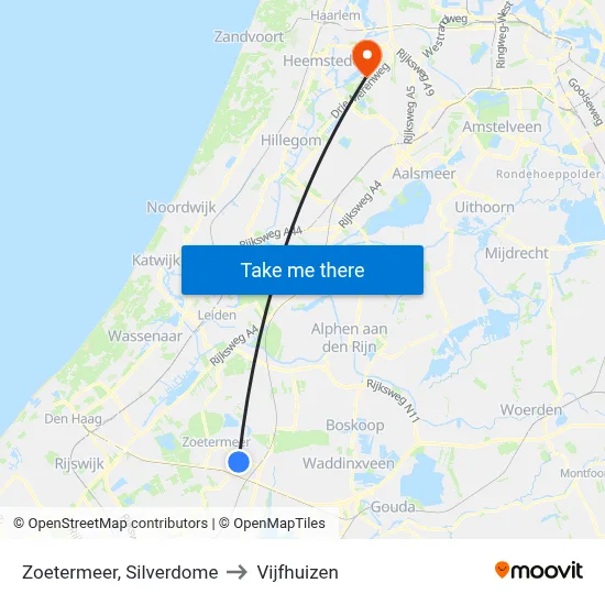 Zoetermeer, Silverdome to Vijfhuizen map