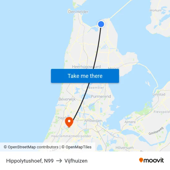 Hippolytushoef, N99 to Vijfhuizen map