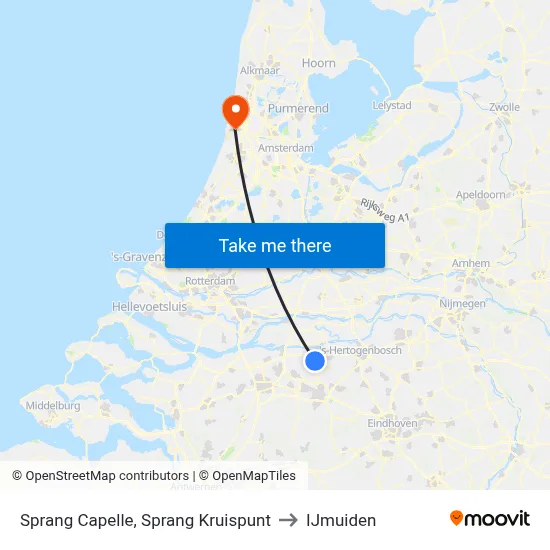 Sprang Capelle, Sprang Kruispunt to IJmuiden map