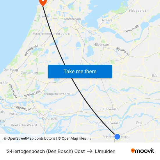 'S-Hertogenbosch (Den Bosch) Oost to IJmuiden map