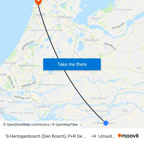 'S-Hertogenbosch (Den Bosch), P+R De Vliert to IJmuiden map
