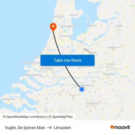 Vught, De Ijzeren Man to IJmuiden map