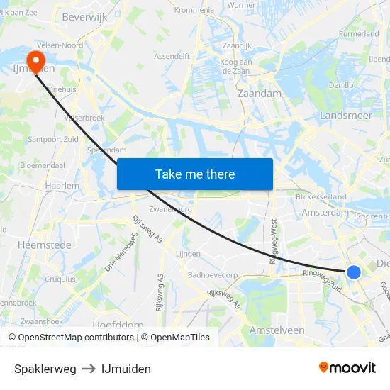 Spaklerweg to IJmuiden map