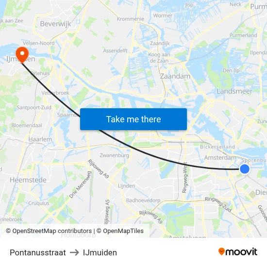 Pontanusstraat to IJmuiden map
