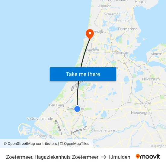 Zoetermeer, Hagaziekenhuis Zoetermeer to IJmuiden map