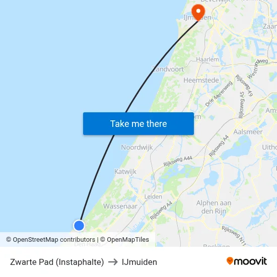 Zwarte Pad (Instaphalte) to IJmuiden map