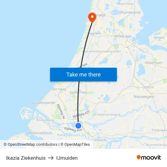Ikazia Ziekenhuis to IJmuiden map
