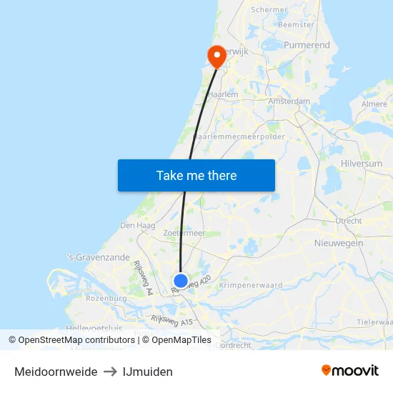 Meidoornweide to IJmuiden map