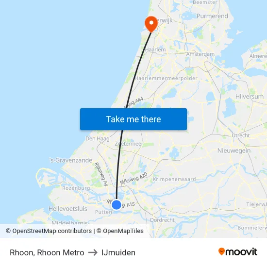 Rhoon, Rhoon Metro to IJmuiden map