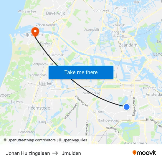 Johan Huizingalaan to IJmuiden map