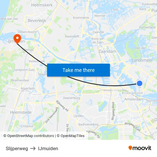 Slijperweg to IJmuiden map