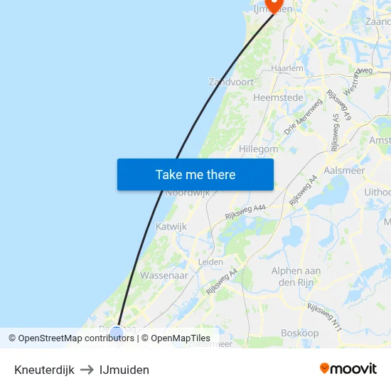Kneuterdijk to IJmuiden map