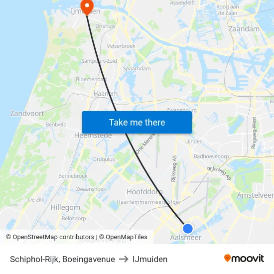 Schiphol-Rijk, Boeingavenue to IJmuiden map