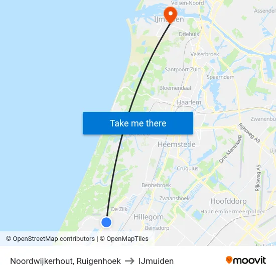 Noordwijkerhout, Ruigenhoek to IJmuiden map