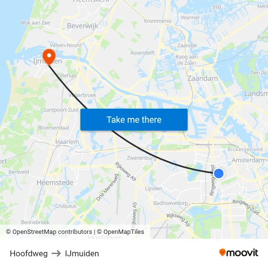 Hoofdweg to IJmuiden map